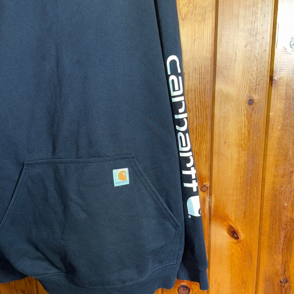 Carhartt Black Men's Pullover Hoodie size 2XL black and white hoodie loose fit - Picture 2 of 5